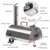 Silver Pizza Oven Outdoor 12" Semi-Automatic Rotatable Pizza Ovens Portable Stainless Steel Wood Fired Pizza Oven Pizza Maker With Built-In Thermometer Pizza Cutter Carry Bag - Silver - Image 3