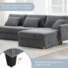 Modern L-Shaped Corduroy Sofa With Reversible Chaise, 4 Seat Upholstered Sectional Indoor Furniture, Convertible Sleeper Couch With Pillows - Gray - Image 16