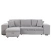 Pull Out Sleeper Sofa Reversible L-Shape 3 Seat Sectional Couch With Storage Chaise And 2 Stools For Living Room Furniture Set - Gray - Image 7