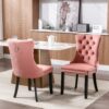 Nikki - Modern, High-End Tufted Solid Wood Contemporary Velvet Upholstered Dining Chair With Wood Legs Nailhead Trim (Set of 2) - Pink - Image 13