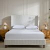 Harper - King Tall Headboard Upholstered Bed, High Headboard, Elegant Simplicity, No Box Spring Needed - Cream White - Image 4
