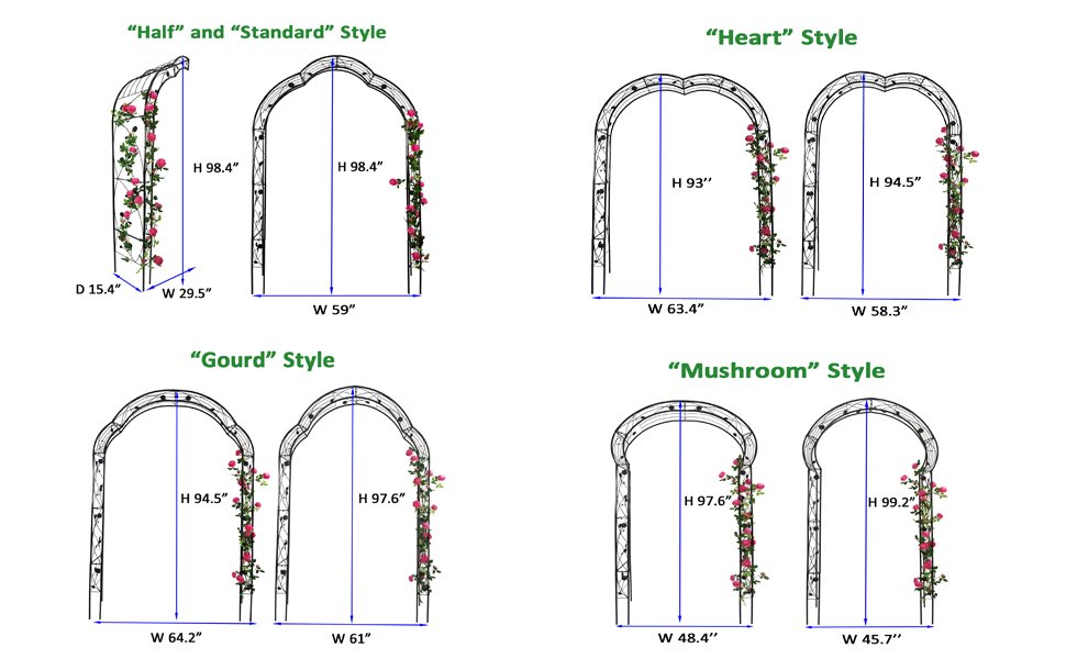 Metal Garden Arch Assemble Freely With 8 Styles Garden Arbor Trellis Climbing Plants Support Rose Arch - Black - Image 2