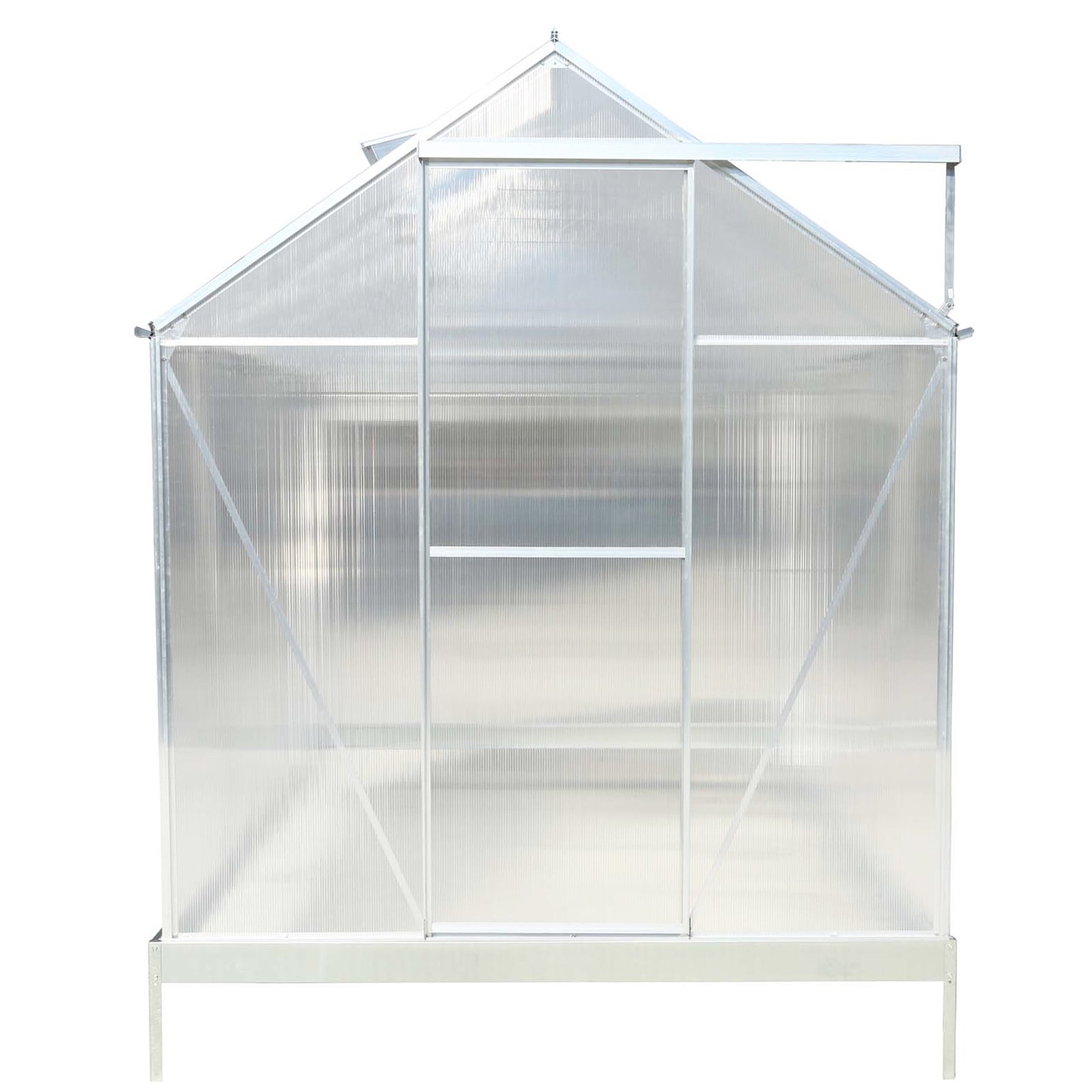 6.3'x10.2'x7' Polycarbonate Greenhouse, Heavy Duty Outdoor Aluminum Walk-In Green House Kit With Rain Gutter, Vent And Door For Backyard Garden - Aluminium - Image 7