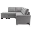 Sleeper Sectional Sofa, L-Shape Corner Couch Sofa - Bed With Storage Ottoman & Hidden Arm Storage & USB Charge For Living Room Apartment - Gray - Image 15