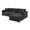 Modern Sectional Sofa With Throw Pillows, Cloud L Shaped Couch Set With Wide 4 Seat Comfy Couch Set With Movable Ottoman - Black - Image 9