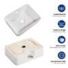 Rectangular Vessel Sink With Faucet & Drain - White / Black - Image 7