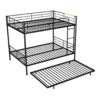 Full Over Full Metal Bunk Bed With Trundle - Black - Image 4