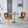 Modern Chair With Iron Tube Legs, Soft Cushions And Comfortable Backrest, Suitable For Dining Room, Living Room, Cafe, Hairball Back (Set of 2) - Orange / Gold - Image 7