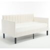 Elena - Twin Upholstered Daybed, Ribbed Tufted Backrest - Beige - Image 9