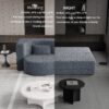 Modern Floor Sofa, With 2 Pillows, Convertible Teddy Fabric Foam Filled Bed, Full Size Folding Mattress, Suitable For Living Room Guest Room, Game Room - Gray - Image 18