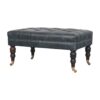 Buffalo - Leather Ottoman With Castor Legs - Brown / Teal - Image 7