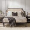 Queen Bed Frame Traditional Upholstered Metal - Tan - Image 5