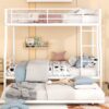 Full Long Over Queen Metal Bunk Bed With Trundle - White - Image 22