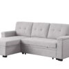 Lucca II - Woven Fabric Reversible Sleeper Sectional Sofa With Storage Chaise and Pocket Coil Seating - Light Gray - Image 12