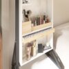 Modern Design Rotating Floor Standing Mirror Closet & Spacious Storage Area - White - Image 11