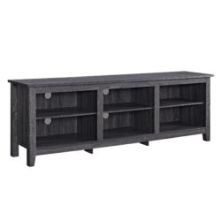 Modern Transitional 3 Shelf Open Storage 70" TV Stand For 80" TVs - Charcoal
