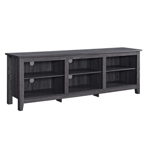 Modern Transitional 3 Shelf Open Storage 70" TV Stand For 80" TVs - Charcoal