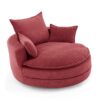360° Swivel Sofa Chair Accent Barrel Chair With Dual Layer Cushion And Removable Pillows - Red - Image 12