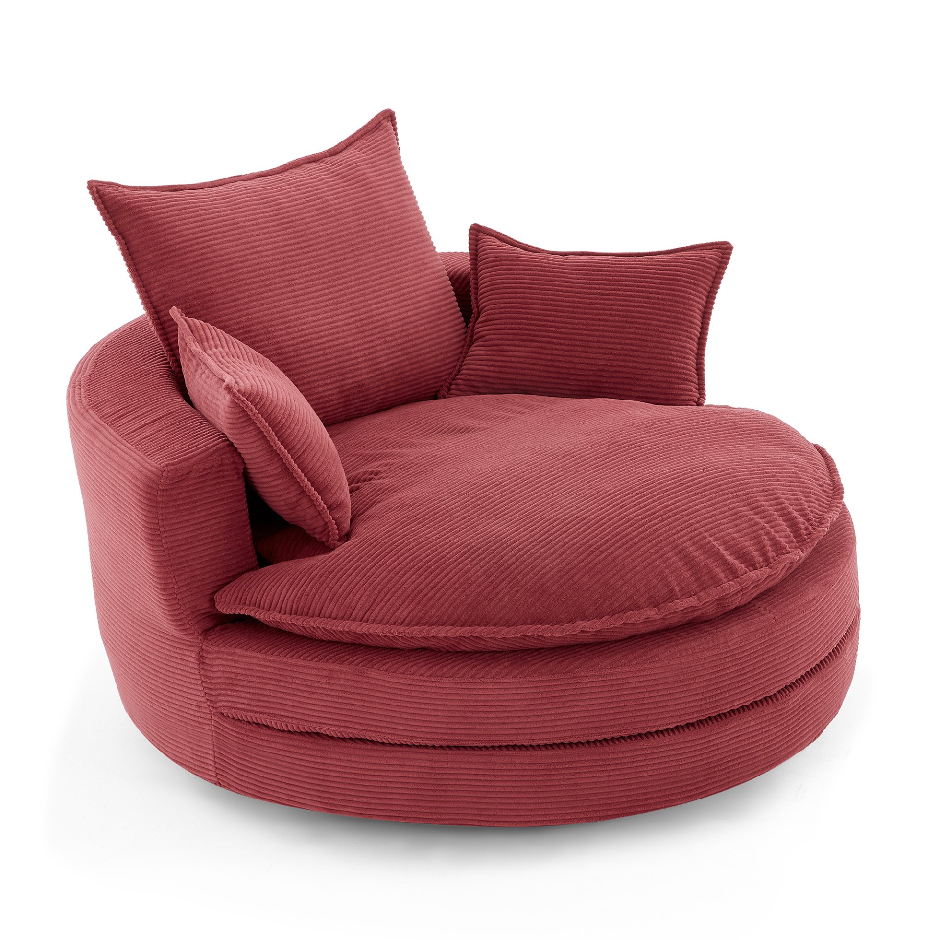 360° Swivel Sofa Chair Accent Barrel Chair With Dual Layer Cushion And Removable Pillows - Red - Image 12