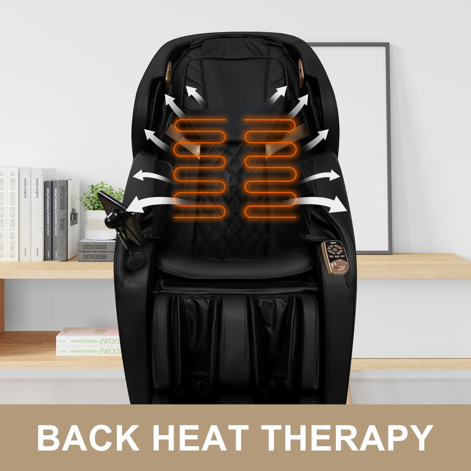 Full Body Massage Chair With Zero Gravity Recliner, With Two Control Panel: Smart Large Screen & Rotary Switch, Spot Kneading And Heating - Black - Image 8