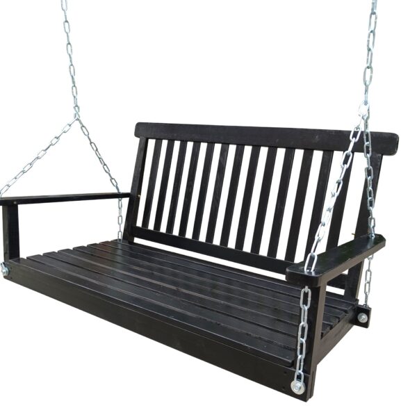 Front Porch Swing With Armrests For Outdoor Patio, Garden Yard, Backyard Or Sunroom - Black