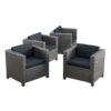 Outdoor Club Chair With Water Resistant Cushion And Square Arms (Set of 4) - Black - Image 8
