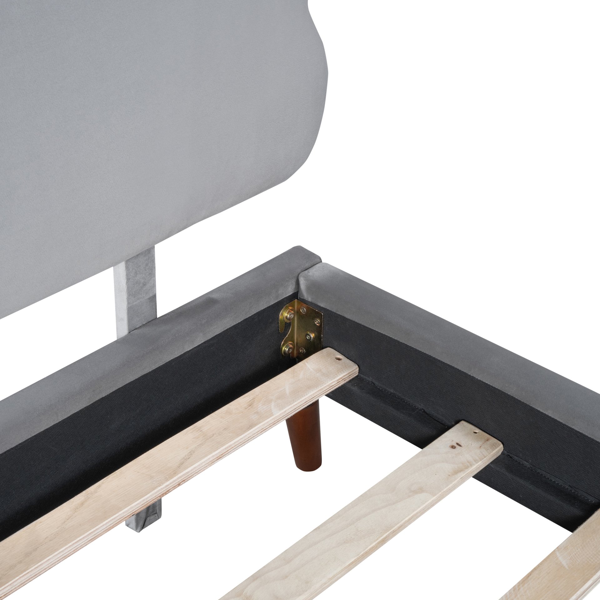 Full Size Upholstered Platform Bed With Sheep Shaped Headboard - Gray - Image 12