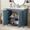 Bathroom Vanity Organizer With Sink, Solid Storage Cabinet - Retro Blue - Image 5