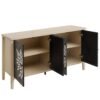 Sideboard Buffet Cabinet, Storage Cabinet With Storage, Modern Storage Cabinet With 4 Doors & Adjustable Shelves For Living Room, Dining Room, Kitchen And Entryway - Black / Natural - Image 16
