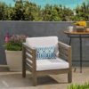 Outdoor Club Chair, Acacia Wood Patio Chair With Fabric Cushion For Backyard, Garden Or Porch - Gray / White - Image 4