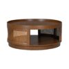 Wooden Mid-Century Modern Coffee Table, Round Cane Coffee Table With Side For Living Room - Brown - Image 10