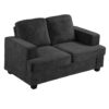 Modern Loveseat, Comfortable 2 Seater Couch With Deep Seating And High Density Foam, Loose Back Cushions, Wide Arms - Black - Image 2