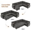 Sectional Sofa Versatile Sofa Bed Sofa Sleeper U - Shaped Sofa With Ample Storage Space, 2 Cup Holders And Charging Ports For Living Room - Beige Gray - Image 5