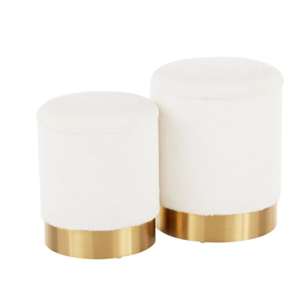Marla - Contemporary Nesting Ottoman Set - Gold / Cream