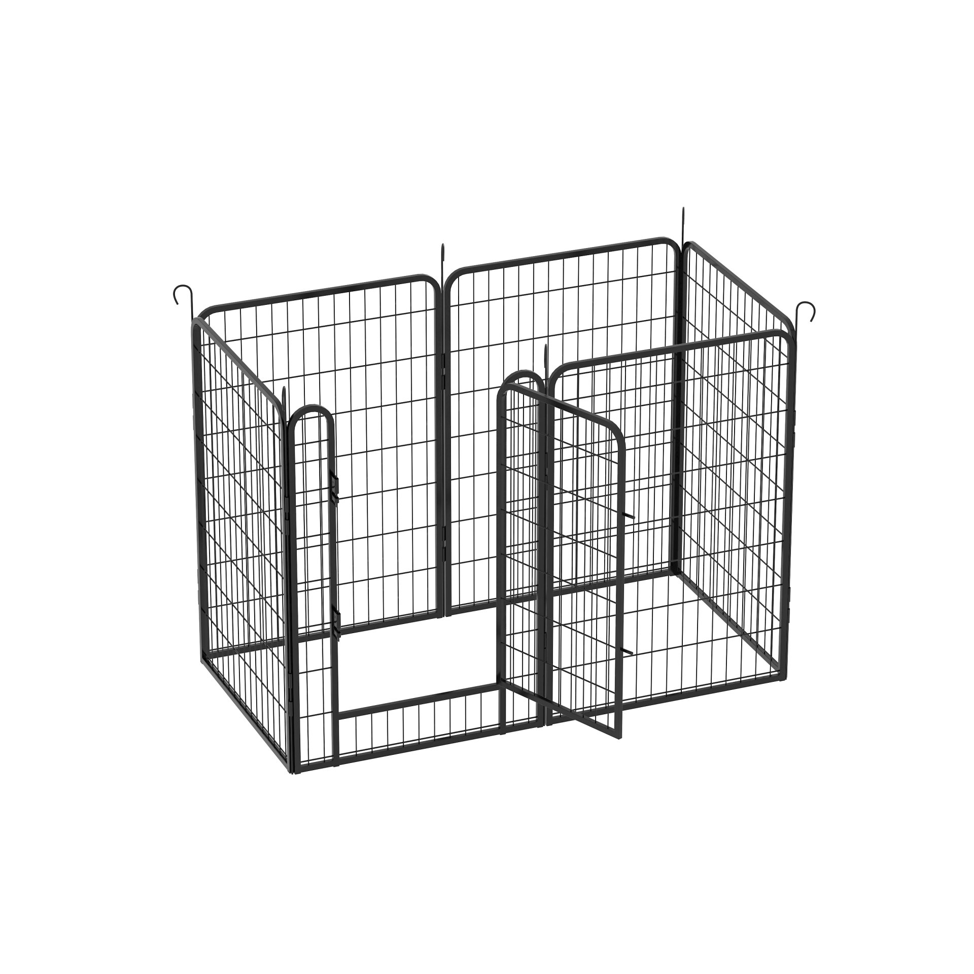 6 Panels Heavy Duty Metal Playpen With Door, Dog Fence Pet Exercise Pen For Outdoor, Indoor - Black - Image 6