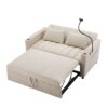 Convertible Sofa Bed Loveseat Sofa With Three USB Ports, Two Side Pockets, Two Cup Holders And 360° swivel Phone Holder For Living Room - Beige - Image 19