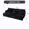 Oversized Deep Seat Sectional Cloud Sofa Sleeper With 3 Ottomans & Soft Pillows, Modular Couch Bed - Black - Image 21