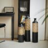 Floor Metal Vases Decorated Metal Vases (Set of 3) Gorgeous Home Decoration Large Glazed Metal Vases - Black / Gold - Image 5