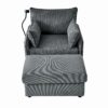 Comfy Corduroy Oversized Chaise Lounge Chair With Ottoman And Storage - Gray - Image 8