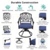 Patio Outdoor Aluminum Dining Swivel Rocker Chairs With Cushion (Set of 2) - Navy Blue - Image 8