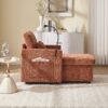 Multifunctional Chenille Recliner Sofa With Storage And Phone Bracket For Living Room Or Bedroom - Orange - Image 10