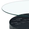 Modern Marble Pattern Double Layer Coffee Table Versatile Design With Tempered Glass And Base - Black / Transparent - Image 9