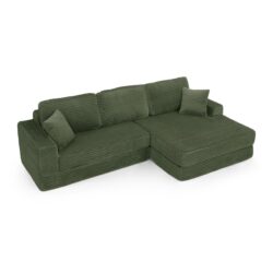 Modern Minimalist L Shape Modular Sectional Sofa Bed Corduroy Space Efficient Design - Green