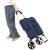 Foldable Shopping Trolley With Wheels And Waterproof Bag - Blue - Image 2