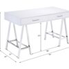 Coleen - High Gloss Writing Desk With USB - Chrome / White - Image 2