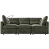 Modern Sectional Sofa Modular Sofa U Shaped Sofa Couch Sofa Bed With Movable Ottoman, USB Ports, Phone Holder - Green - Image 7