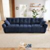 Modern 3 Seater Sofa Set And Pillows Frame, Textured Cover - Blue - Image 15