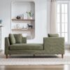 Wide Modern Double Sided Upholstered Chaise Lounge With Throw Pillows - Green - Image 10