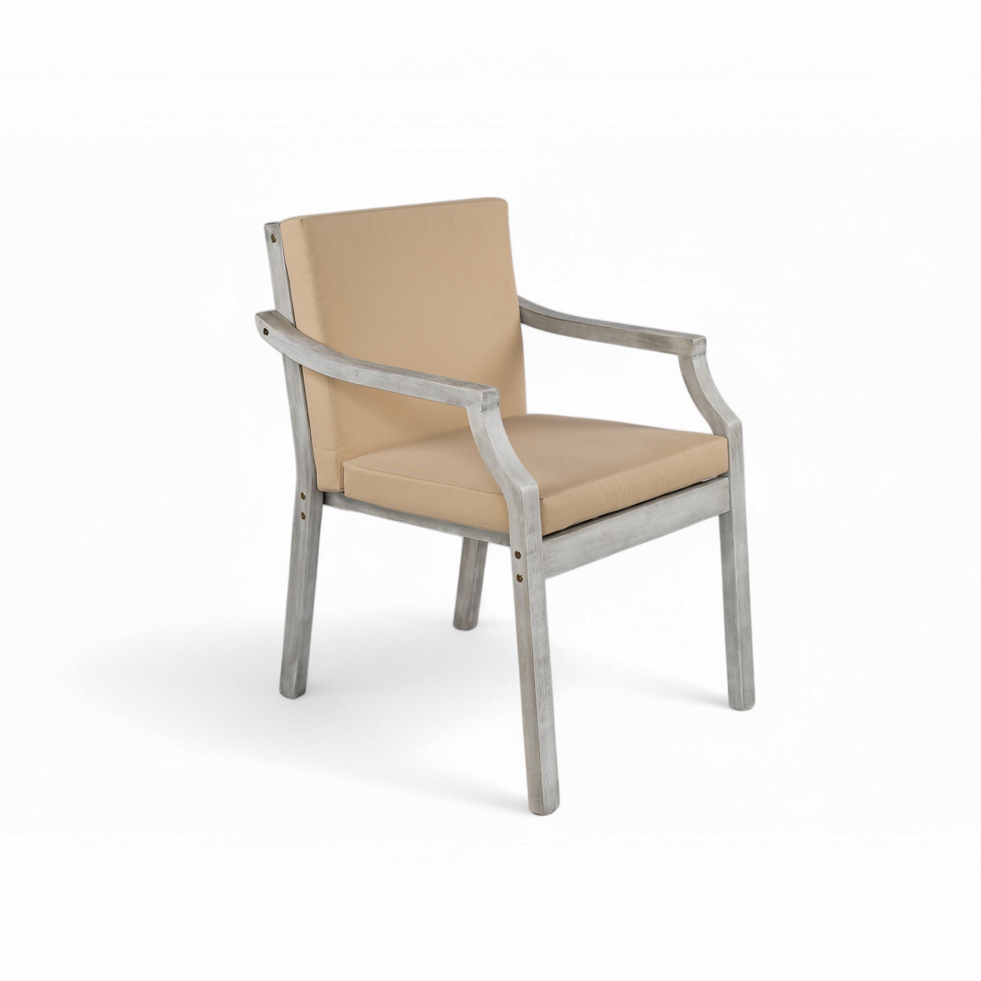 Outdoor Dinning Set 4 Person Outdoor Wooden Dinning Set With An Umbrella Hole And Removable Cushions For Patio, Backyard, Garden - Antique Gray - Image 11