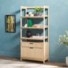 Transitional Wide Reeded Bookshelf With Drawers On Bottom - Oak - Image 5